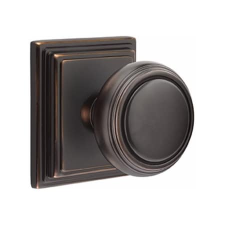 Emtek Norwich Knob 2-3/8 in Backset Passage w/Wilshire Rose for 1-1/4 in to 2 in Door Oil Rubbed Bronze 8161NWUS10B